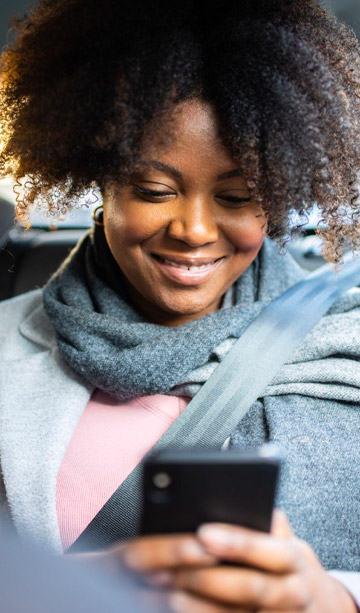 A woman in a car